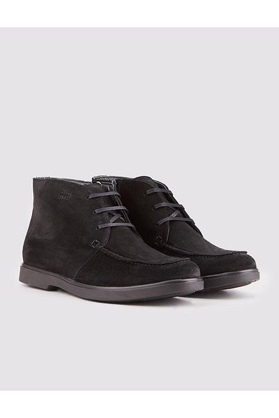 Cabani Genuine Leather Black Zippered Lace-up Men's Casual Boots