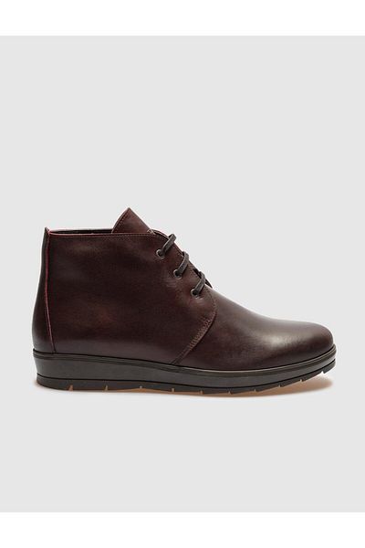 Cabani Genuine Leather Claret Red Lace-Up Men's Casual Boots