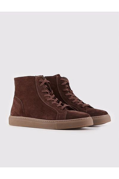 Cabani Genuine Leather Lined Brown Lace-Up Men's Casual Boots