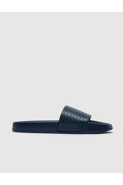 Cabani Navy Blue Rubber Sole Men's Slippers