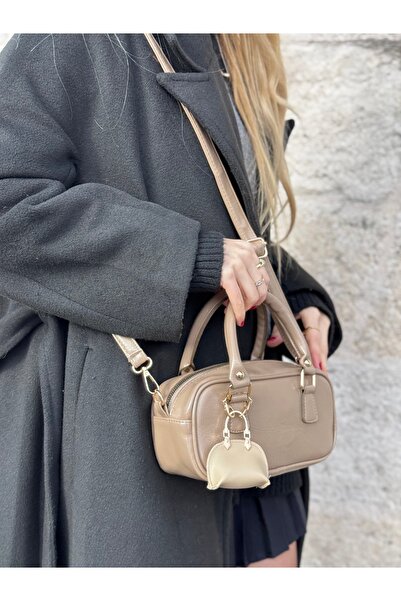 mèche atelier since 2024 Geantă din piele de damă Min de culoare bej-gri