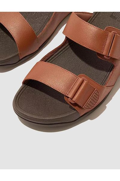 Fitflop GOGH MOC L05 - شبشب رجالي بلون أسمر، جلد طبيعي