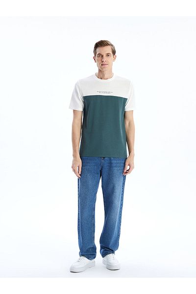 LC Waikiki Ανδρικό T-shirt με λαιμόκοψη με κοντό μανίκι Color Block