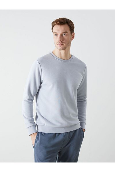 LC Waikiki Lcwaikiki Basic Gray Crew Neck Long Sleeve Men's Sweatshirt