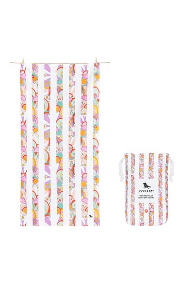 Dock & Bay KIDS BEACH TOWELS - PINK POWER - MEDIUM