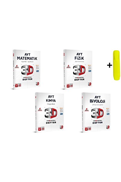 3D Yayınları 3D Yayınları AYT Sayısal Matematik Fizik Kimya Biyoloji Video Destekli Defter Seti 4 Kitap