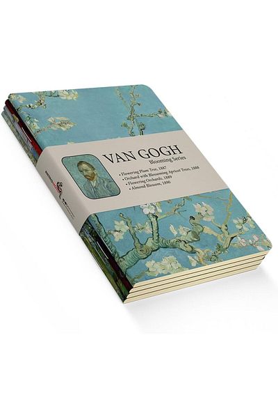 STOREMAX Shopmrt Blooming Series - A5, Van Gogh 4-Notebook Set Ii, Unlined, Total 256 Pages, Each 6