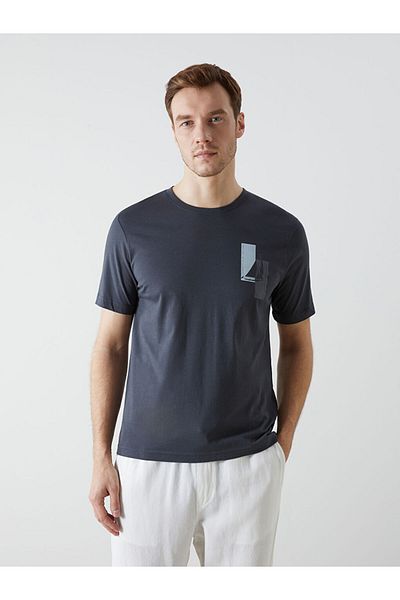 LC Waikiki New Season Crew Neck Κοντό μανίκι εμπριμέ χτενισμένο βαμβακερό ανδρικό Tisort - S55474Z8