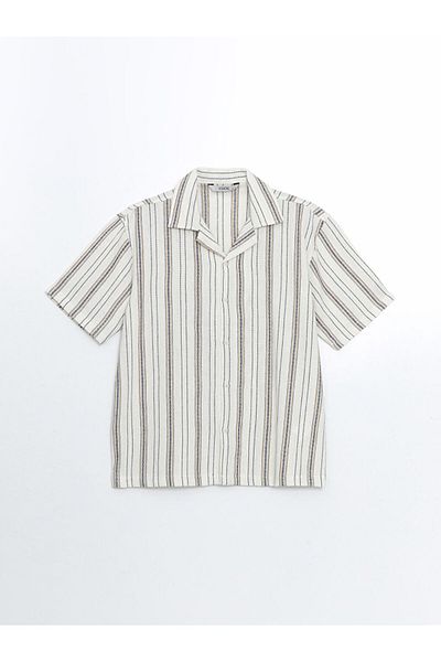 LC Waikiki Ανδρικό κοντομάνικο ριγέ πουκάμισο XSIDE Comfortable Fit