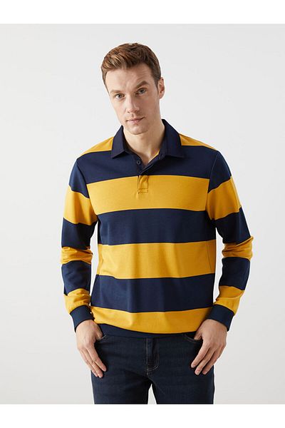 LC Waikiki Ανδρικό φούτερ LCWAIKIKI Basic Polo με μακρυμάνικο ριγέ