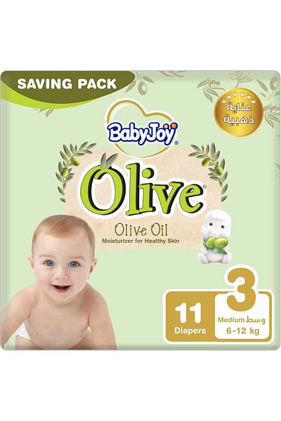 BabyJoy Olive Diapers 11-Pieces Saving Pack, Medium