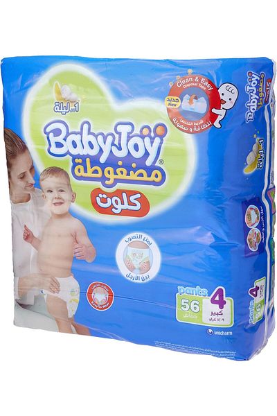 BabyJoy Culotte, Size 4, Large, 10-18 Kg, Mega Pack, 56 Diaper Pants