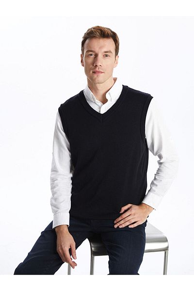 LC Waikiki Standard Mold V-Neck Men's Knitwear Sweater