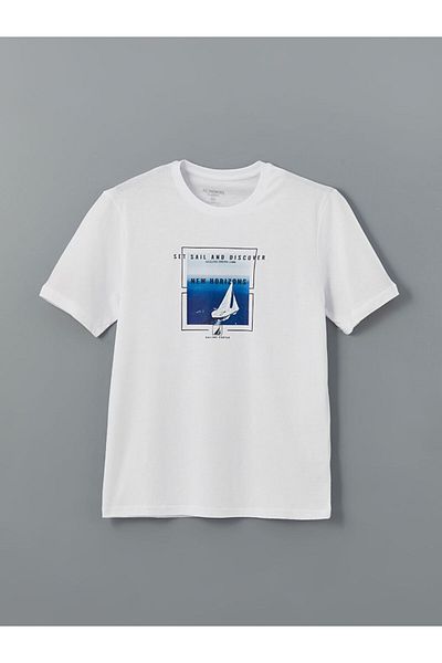 LC Waikiki Ανδρικό μπλουζάκι LCWAIKIKI Classic Crew με λαιμόκοψη κοντό μανίκι με στάμπα χτενισμένο βαμβακερό ανδρικό μπλουζάκι