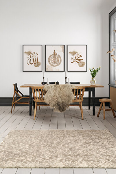 Ryta Ahşap Çerçeveli İslami 3 lü Set Tablo Ayetel Kürsi