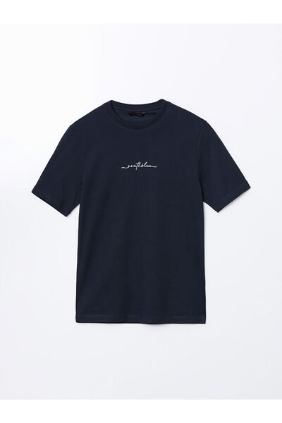 LC Waikiki Southblue Crew Neck Short Sleeve Printed Pike Men's T-Shirt