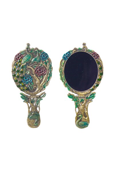 e-life shop Lüks Otantik Kuğu & Gül İşlemeli Taşlı Zamak Döküm Katlanır El Ay...