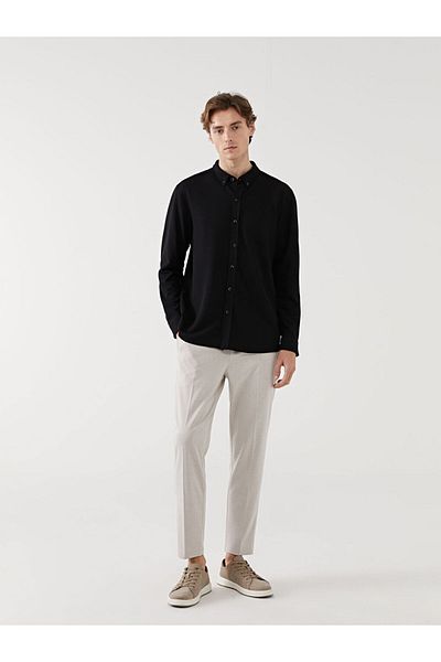 LC Waikiki Cămașă texturată pentru bărbați cu mânecă lungă, slim fit, sezon nou - S53554Z8