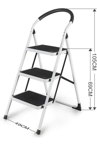 Fitness World 3 Step Folding Aluminum Ladder