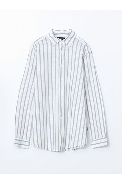 LC Waikiki Ανδρικό πουκάμισο SOUTHBLUE Slim Fit μακρυμάνικο ριγέ ποπλίνα