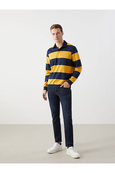 LC Waikiki Ανδρικό φούτερ LCWAIKIKI Basic Polo με μακρυμάνικο ριγέ