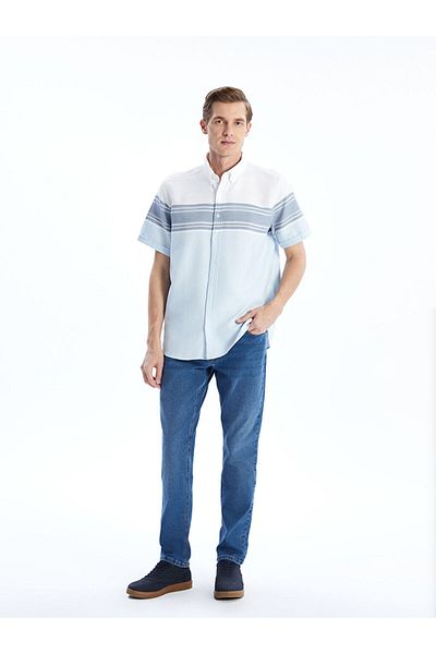 LC Waikiki Ανδρικό πουκάμισο με ριγέ κοντομάνικο New Season Regular Fit - S5FI93Z8