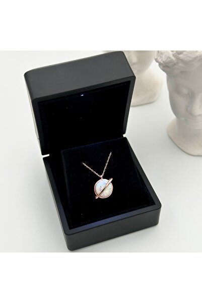 LOTUS JW OPAL TAŞLI SATÜRN GÜMÜŞ KOLYE & IŞIKLI KOLYE KUTULU | 925 Ayar Gümüş...