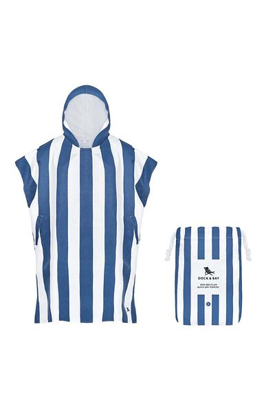 Dock & Bay PONCHO ADULTS - QUICK DRY HOODED TOWEL - WHITSUNDAY BLUE - LARGE