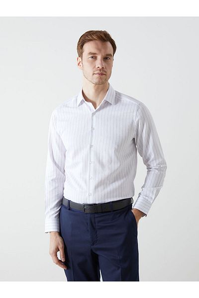 LC Waikiki LCWAIKIKI Cămașă pentru bărbați din Gabardină cu mâneci lungi, slim fit, cu dungi