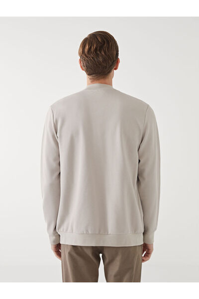 LC Waikiki Bej Kolej Yaka Uzun Kollu Erkek Fermuarlı Sweatshirt