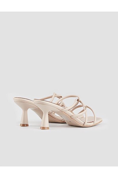 Cabani Crunell Cross-Strapped Beige Women's Thin Heeled Slippers