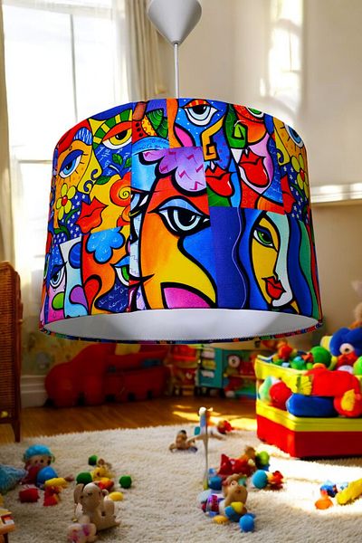 Göksu Lighting White Fabric Picasso Model Chandelier, Living Room, Hall, Entrance, Balcony Decoration