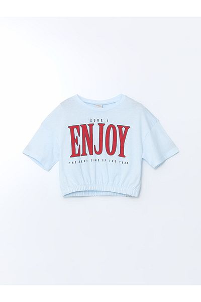 LC Waikiki Tricou Crop pentru fete cu gât crew de sezon nou - S5JC99Z4