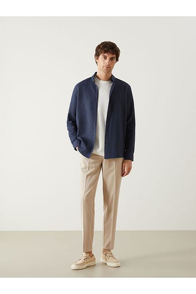 LC Waikiki SOUTHBLUE Slim Fit μακρυμάνικο ανδρικό πουκάμισο Dobby