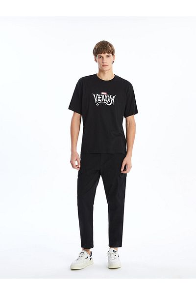 LC Waikiki Νέα σεζόν Crew Neck κοντομάνικο Venom εμπριμέ χτενισμένο βαμβακερό ανδρικό μπλουζάκι - S5BI42Z8