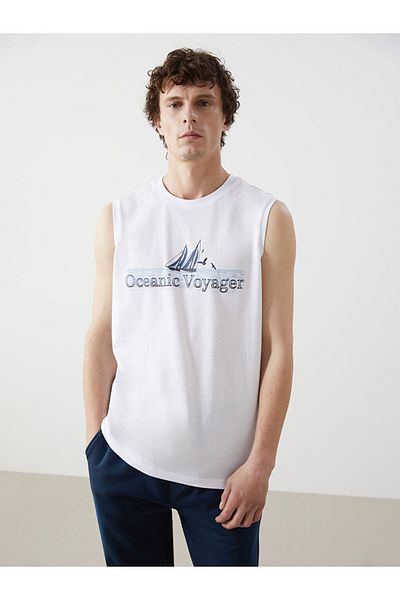 LC Waikiki Ανδρικό αμάνικο μπλουζάκι με στάμπα LCWAIKIKI Classic Crew Neck