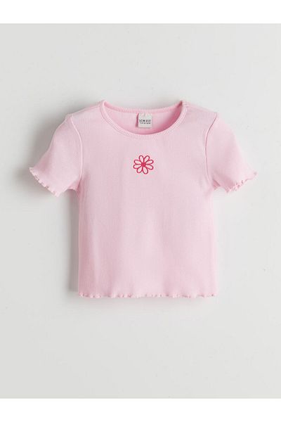 LC Waikiki Νέα Σεζόν Crew Neck Ανθισμένο Μπλουζάκι Κοριτσιών - S5KB55Z4