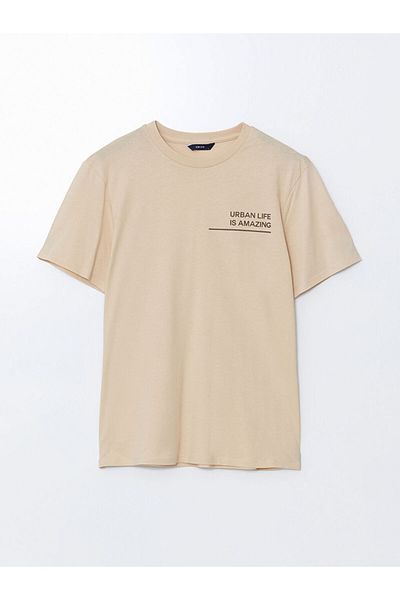 LC Waikiki New Season Crew Neck Κοντό μανίκι εμπριμέ χτενισμένο βαμβακερό ανδρικό Tisort - S5KU32Z8