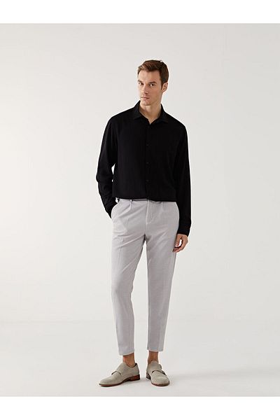 LC Waikiki Ανδρικό πουκάμισο New Season Slim Fit με μακρυμάνικο λινό μείγμα - S55711Z8