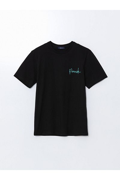 LC Waikiki Νέα σεζόν Crew Neck κοντομάνικο εμπριμέ χτενισμένο βαμβακερό ανδρικό μπλουζάκι - S5JQ29Z8
