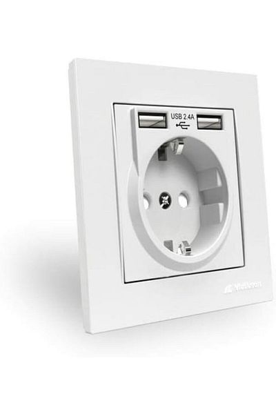 MCreative Double USB Grounded Socket (2.4A Fast Charging+Child Protection)
