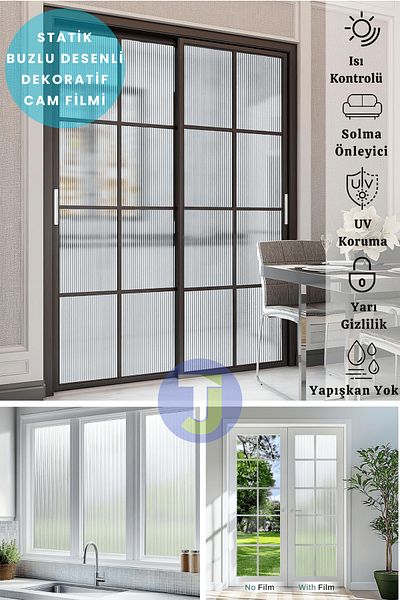 Technojet Static Frosted Patterned Glass Covering Film Shower Cabin Office Balcony Decoration Foil 60Cmx100Cm