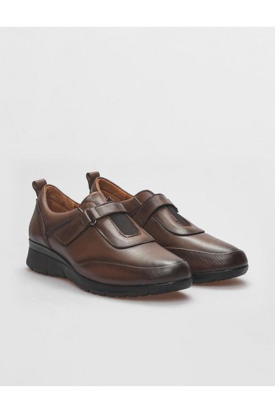 Cabani Genuine Leather Tan Velcro Closure Women's Comfort Shoes
