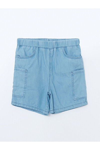 LC Waikiki Indigo Girls' Cargo Jean Shorts with Elastic Waist