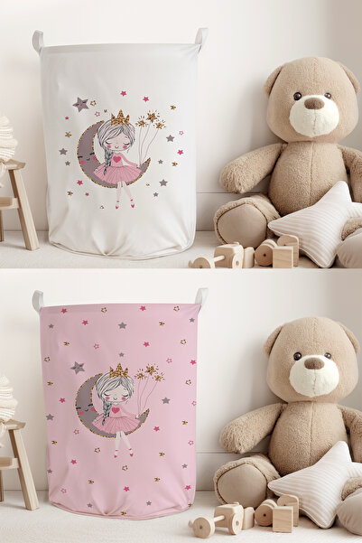 Talia Home Ay'da Kız Pembe-Beyaz Desenli 2 ADET Çocuk Odası  Oyuncak veya Kir...