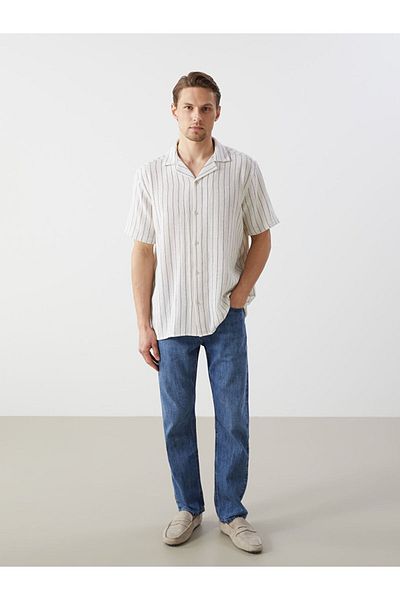 LC Waikiki Ανδρικό κοντομάνικο ριγέ πουκάμισο LCW Vision Regular Fit