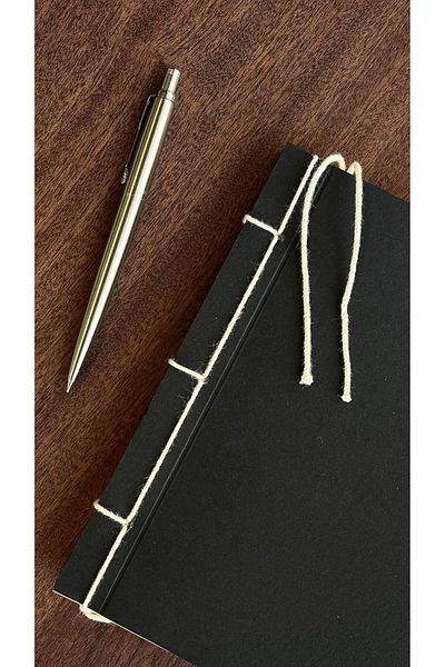 STOREMAX Retro Thread Bound 100% Diplomatic Unlined Notebook (Black Cover)