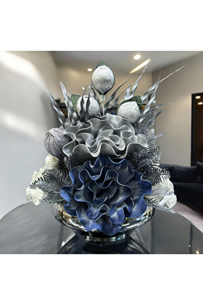 ArzzHome New Ufo Saksıda Yapay Çiçek Aranjmanı Gümüş