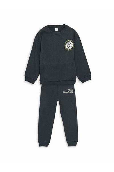 LC Waikiki Lcw Kids Boy's Sweatshirt and Sweatpants - Crew Neck, Set of 2