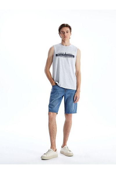 LC Waikiki Ανδρικό αμάνικο μπλουζάκι με στάμπα New Season Crew Neck - S5H374Z8